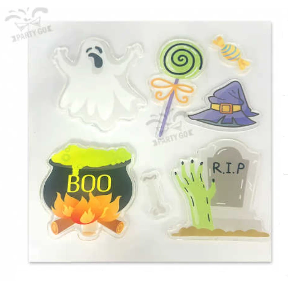 Halloween dekorációs fényes matrica készlet, 4 mintás vegyes csomag, 1 db