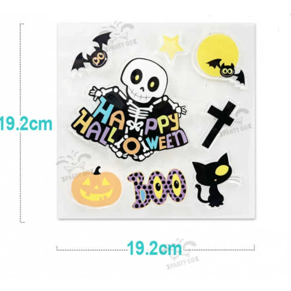 Halloween dekorációs fényes matrica készlet, 4 mintás vegyes csomag, 1 db