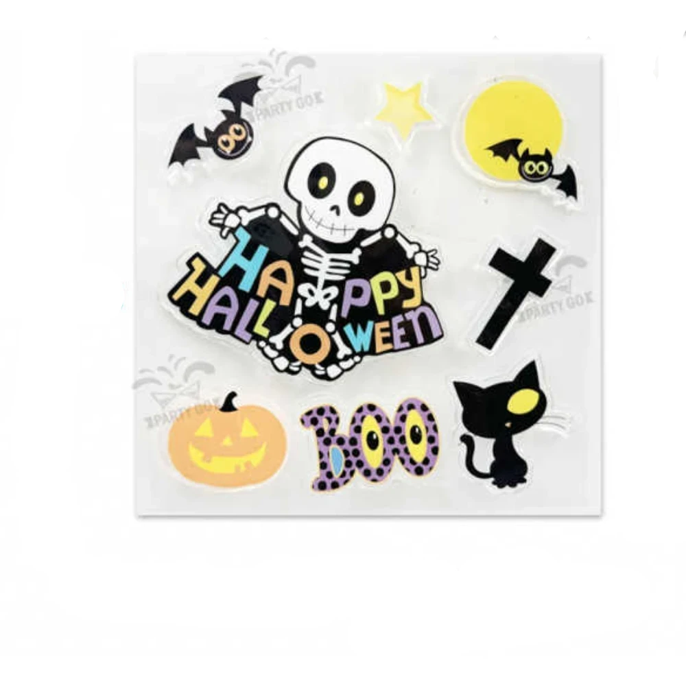 Halloween dekorációs fényes matrica készlet, 4 mintás vegyes csomag, 1 db