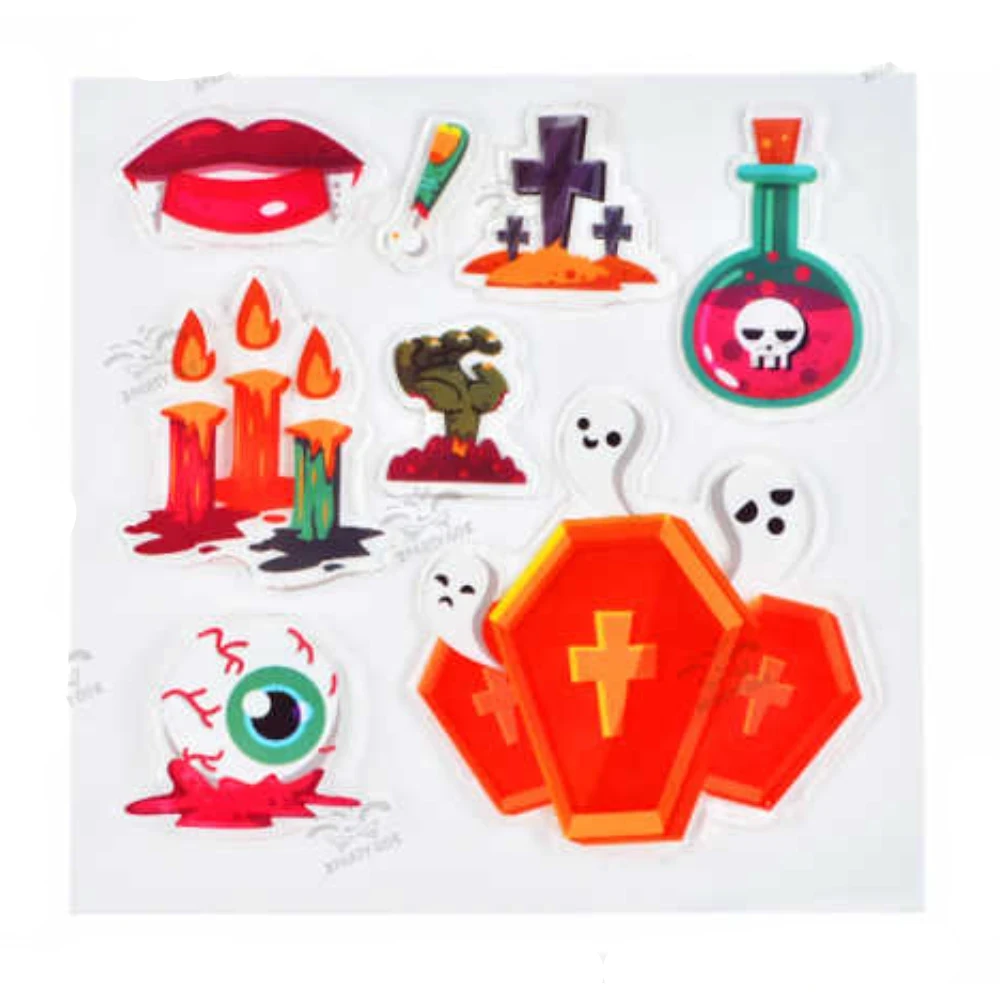 Halloween ablakmatrica szett, 4 féle vegyes mintával, 1 db