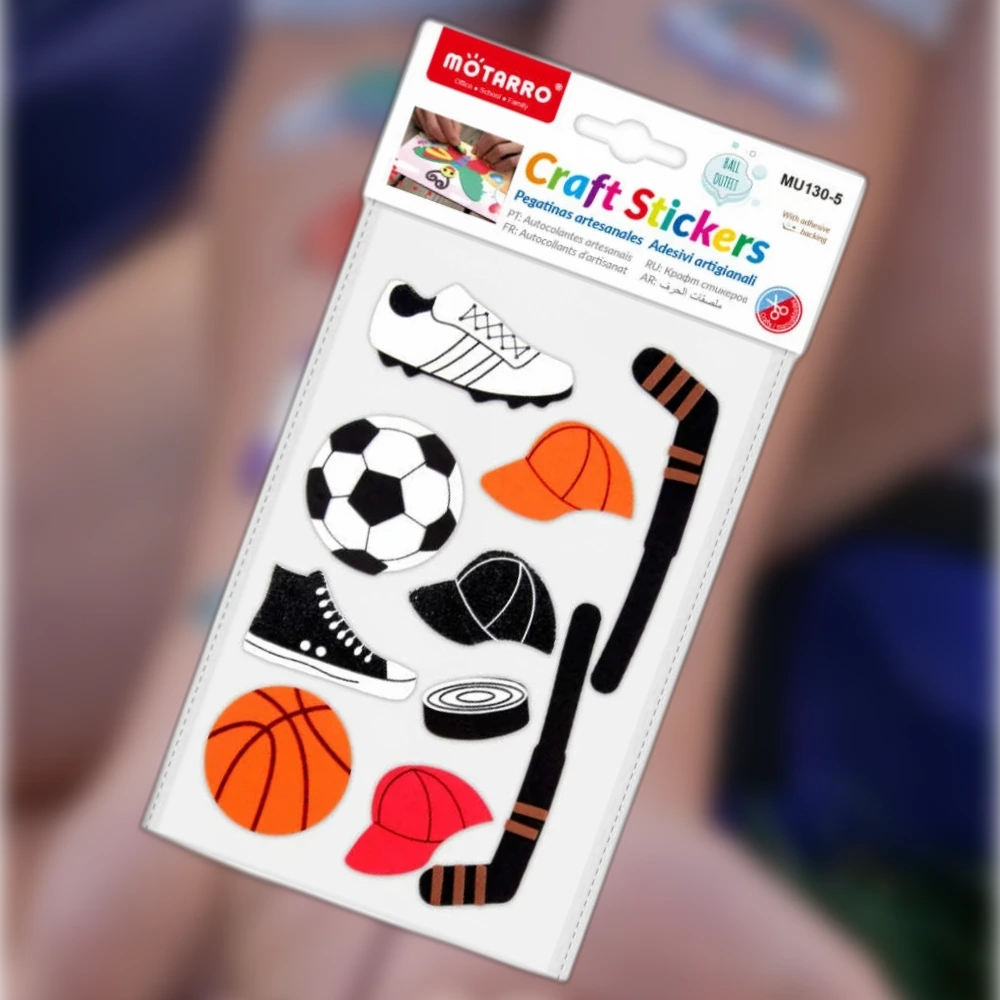 EVA sportos 3D öntapadós díszítőmatrica készlet – labdás minták