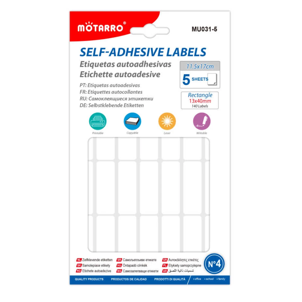 Öntapadós téglalap címkék 13×40 mm, 5 lapos kiszerelés, nyomtatható