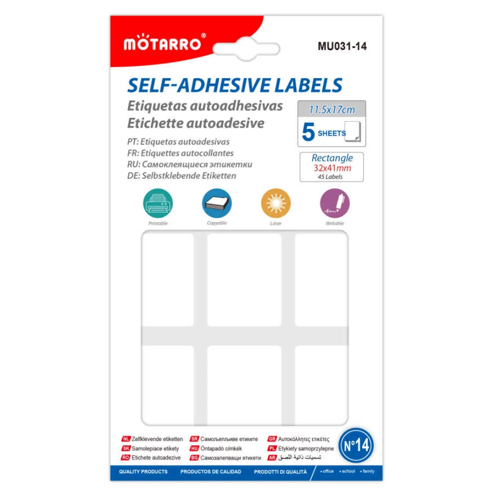 Öntapadó címke lapok 5 db, téglalap alakú 32×41 mm, nyomtatható