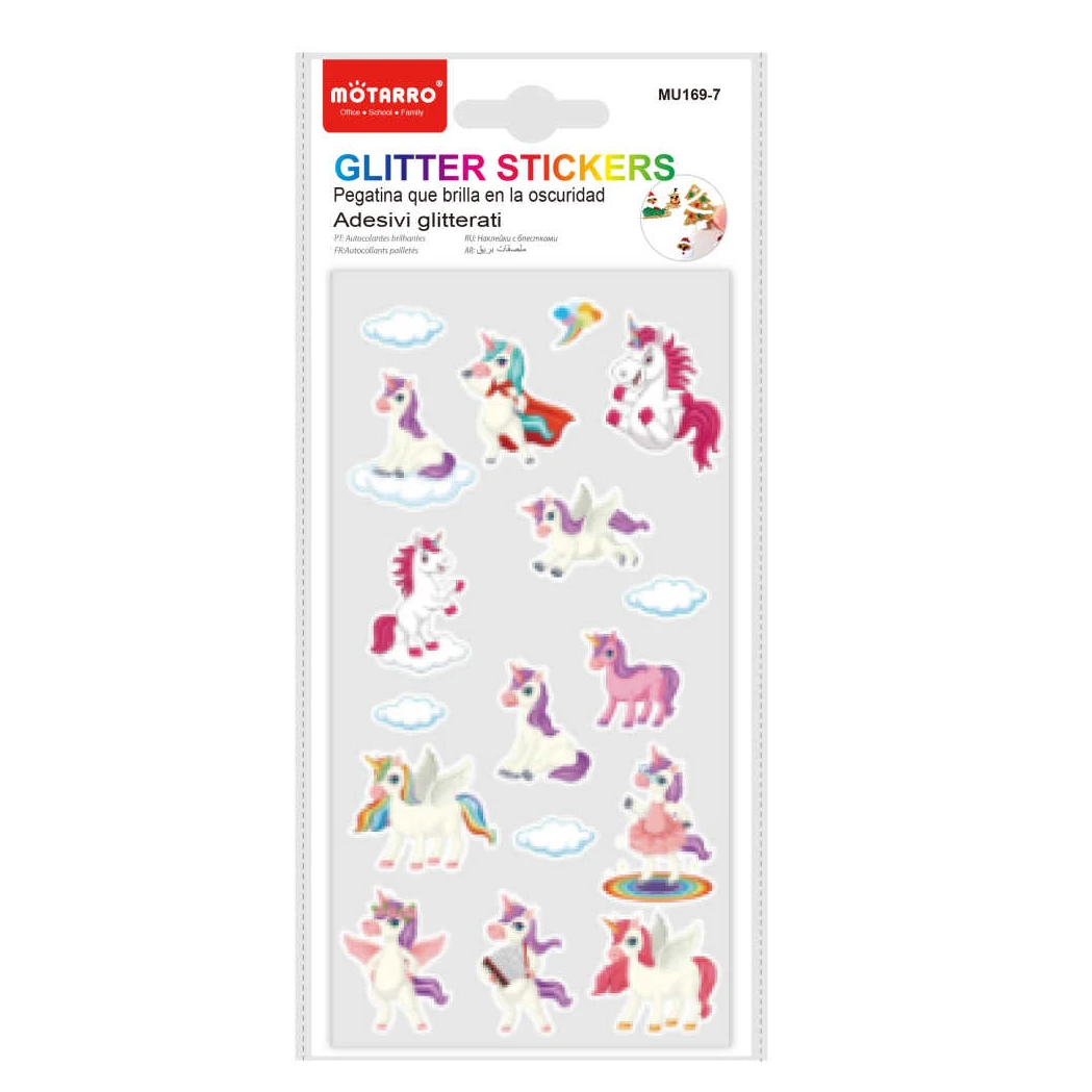 Glitteres unikornis öntapadós matrica 85×160 mm