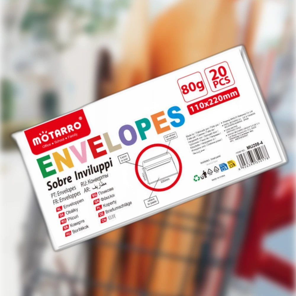 Fehér öntapadós boríték 110×220 mm, 80 g, 20 db
