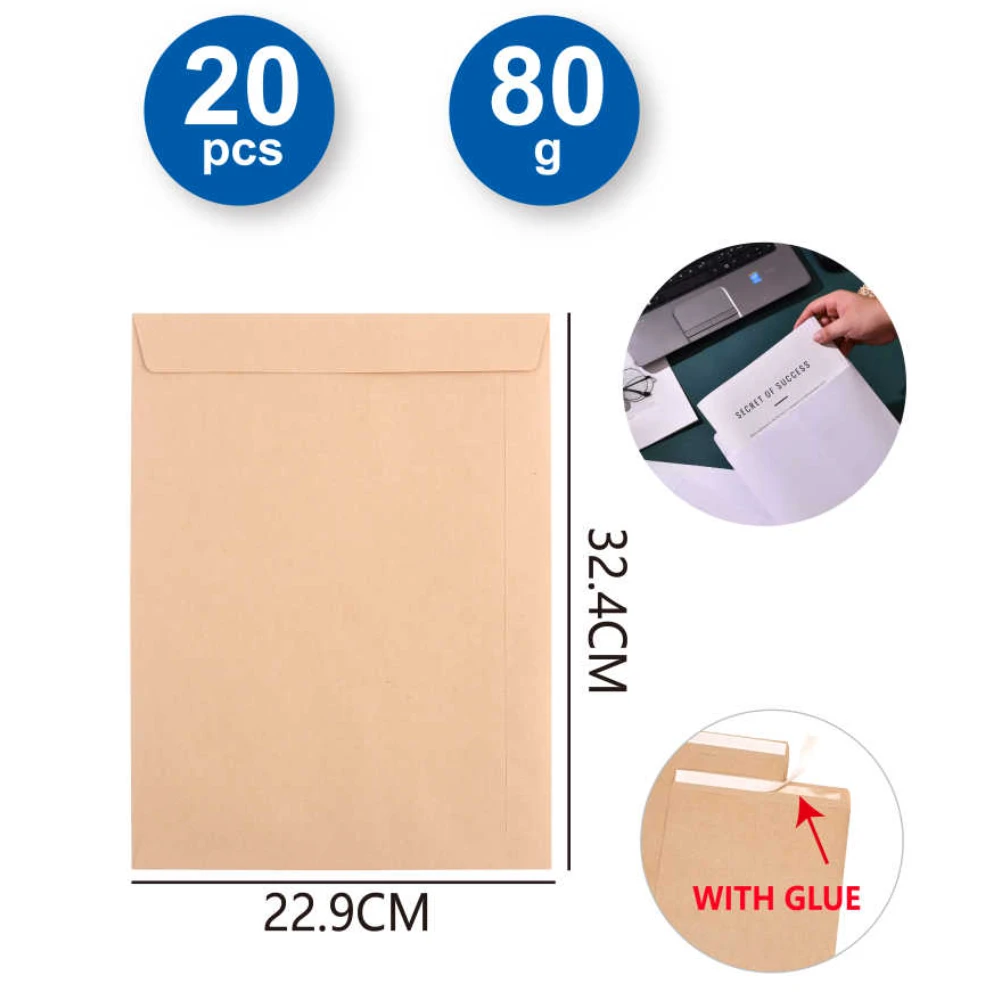 Barna boríték 80 g 324x229 mm, öntapadós, 20 db