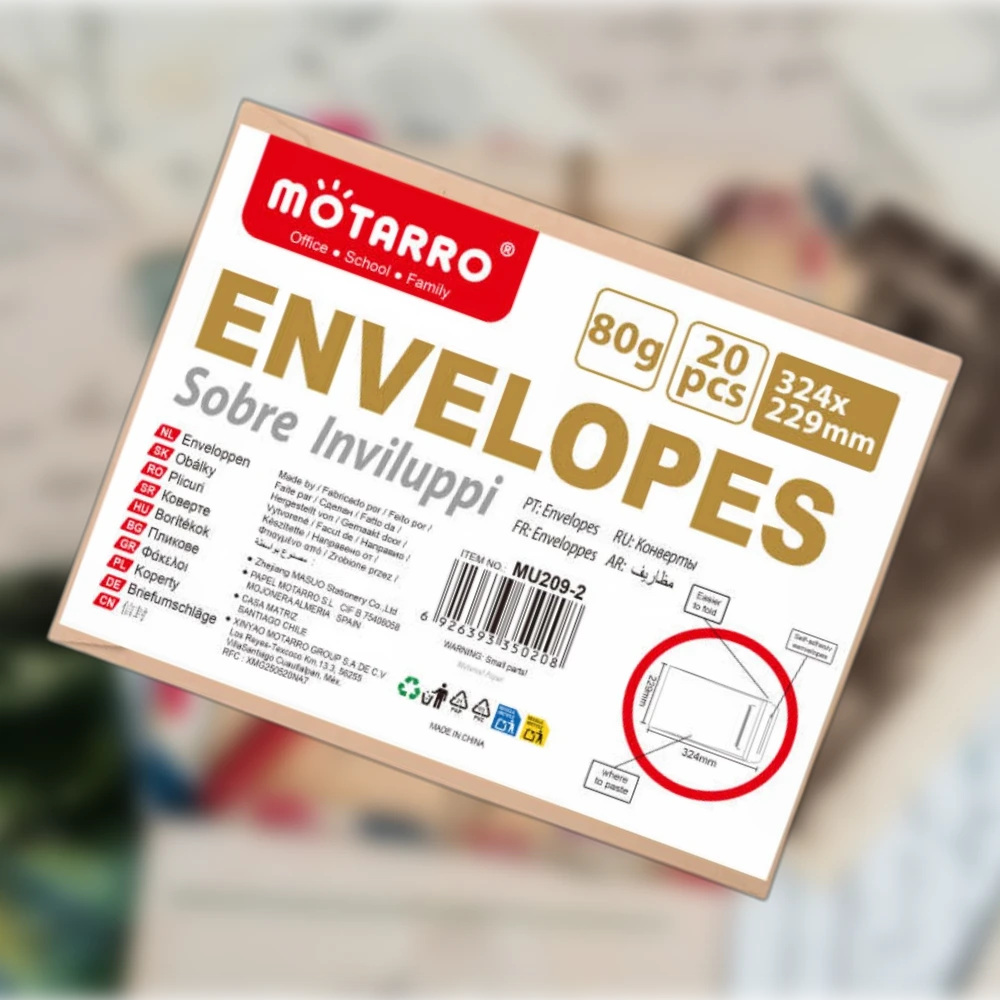 Barna boríték 80 g 324x229 mm, öntapadós, 20 db