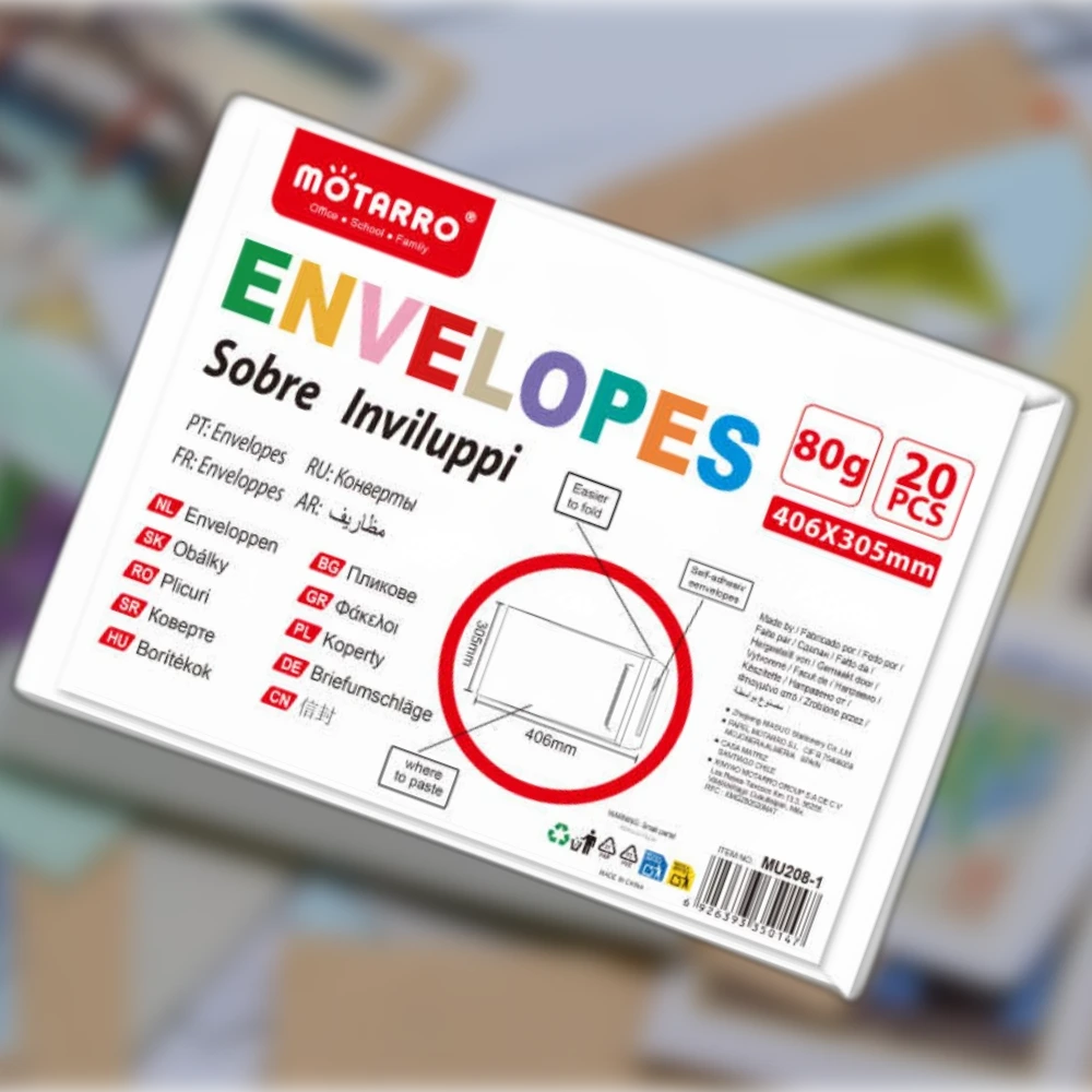 Fehér öntapadós boríték 406x305 mm, 80 g, 20 db