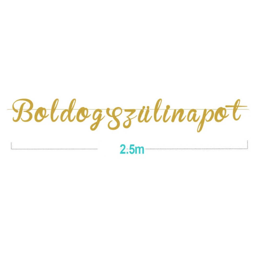 Boldogszülinapot arany színű szülinapi girland 2,5 m