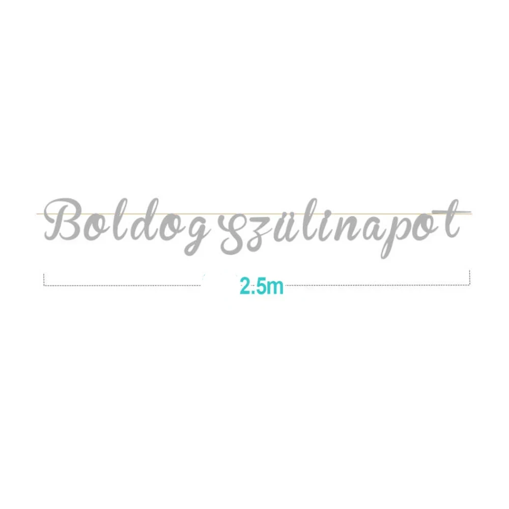 Boldog szülinapot lézeres ezüst születésnapi girland 2,5 m