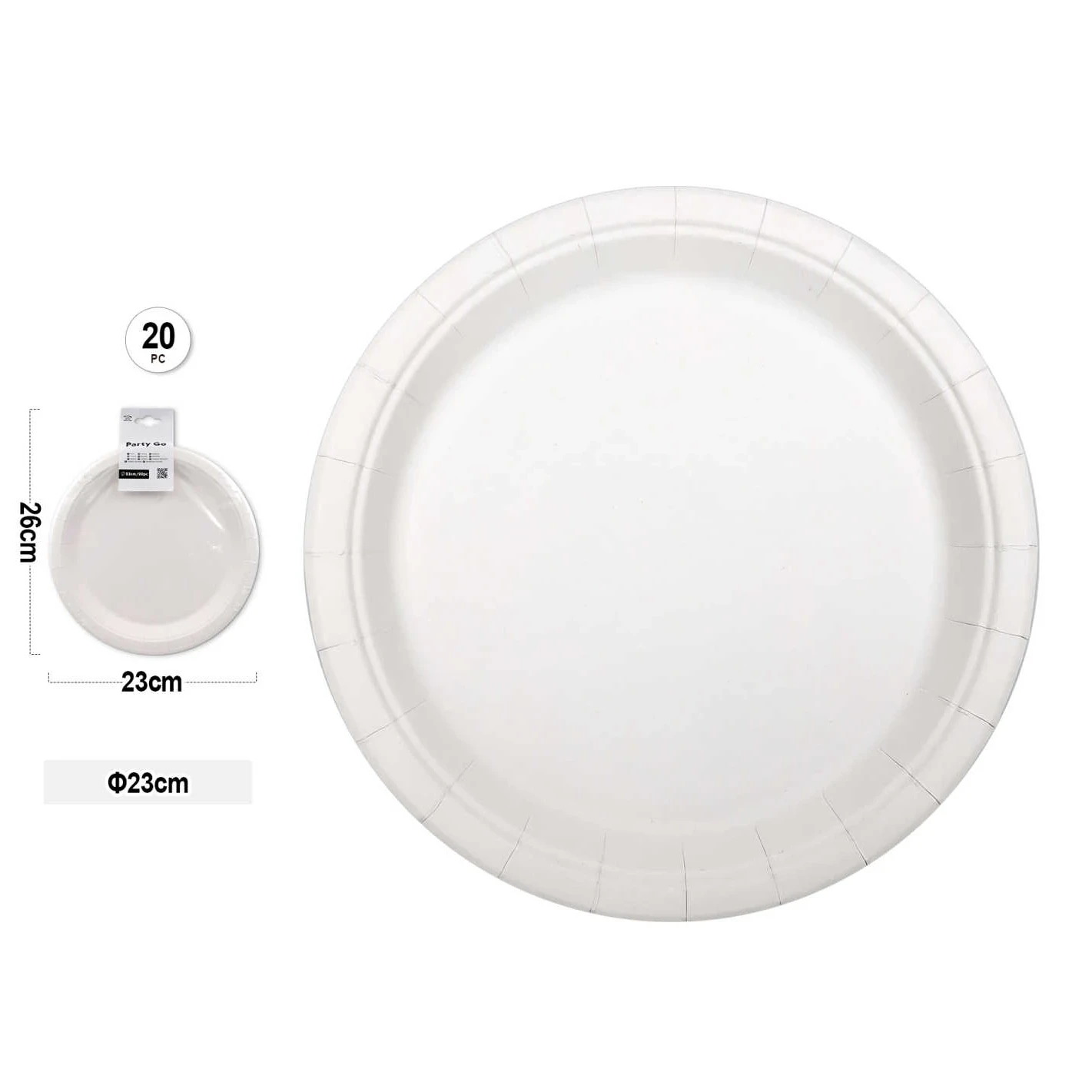 Fehér papírtányér 23 cm, 20 db/csomag