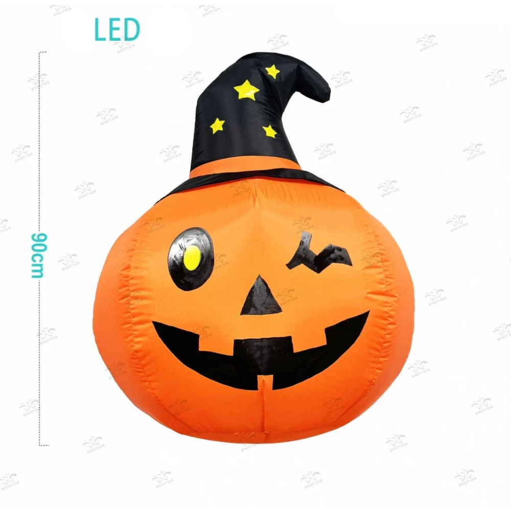 Halloween LED-es felfújható töklámpás dekoráció, 90 cm, 1 db