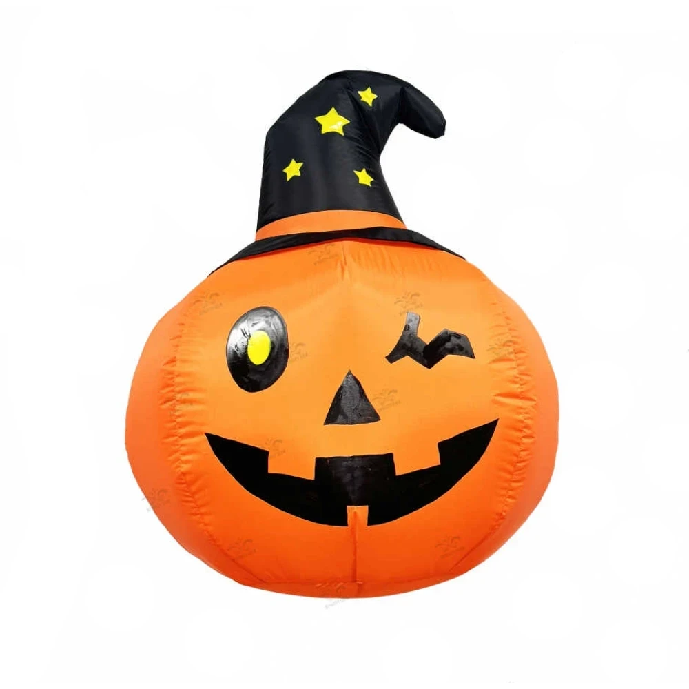 Halloween LED-es felfújható töklámpás dekoráció, 90 cm, 1 db