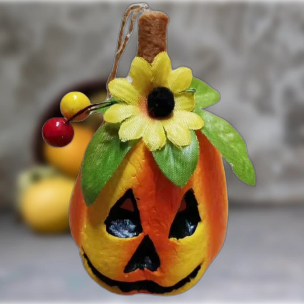 Halloween habszivacs mini töklámpás dekoráció 13 cm