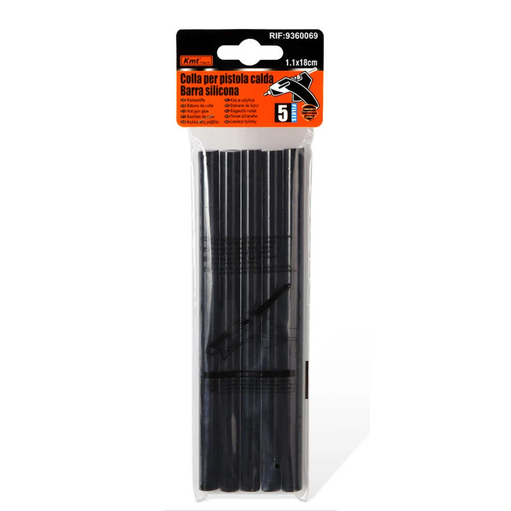 Fekete ragasztórúd 11 mm x 18 cm, 5 db/csomag, ragasztó pisztolyhoz