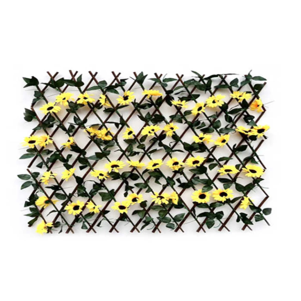 Műrattan hatású virágos kerti kerítés, napraforgós díszítéssel 120x240 cm