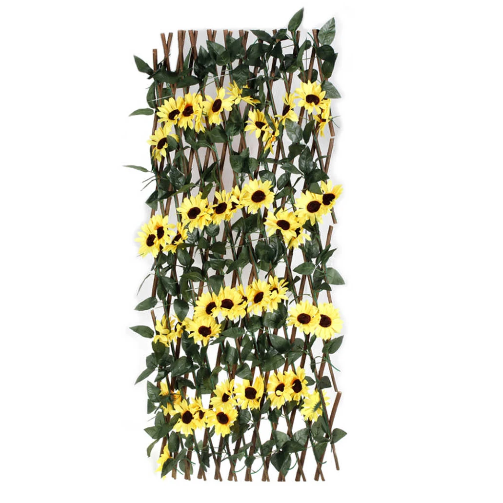 Műrattan hatású virágos kerti kerítés, napraforgós díszítéssel 120x240 cm