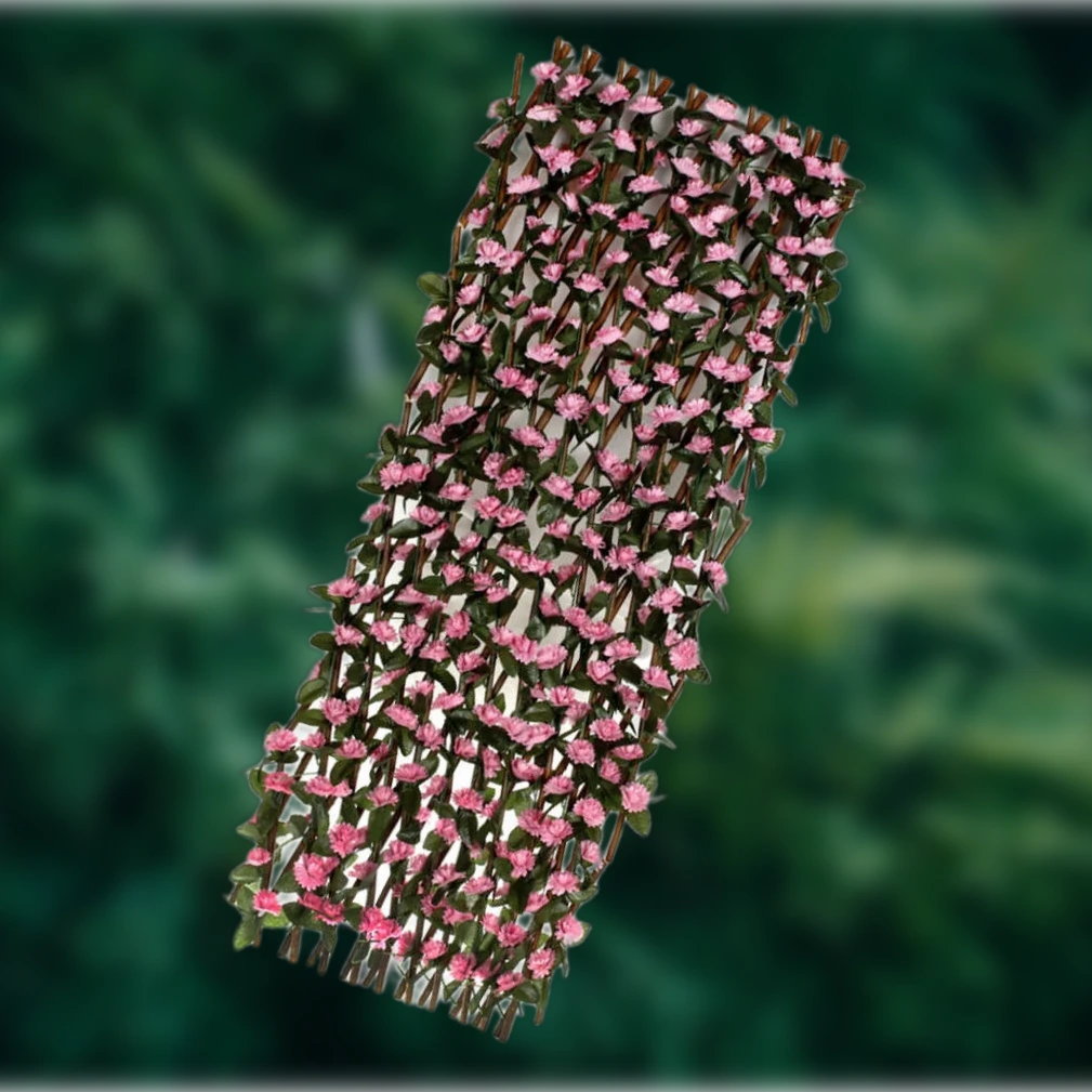 Mesterséges fűzfa hatású dekor kerítés kis krizantém mintával, 120x240 cm