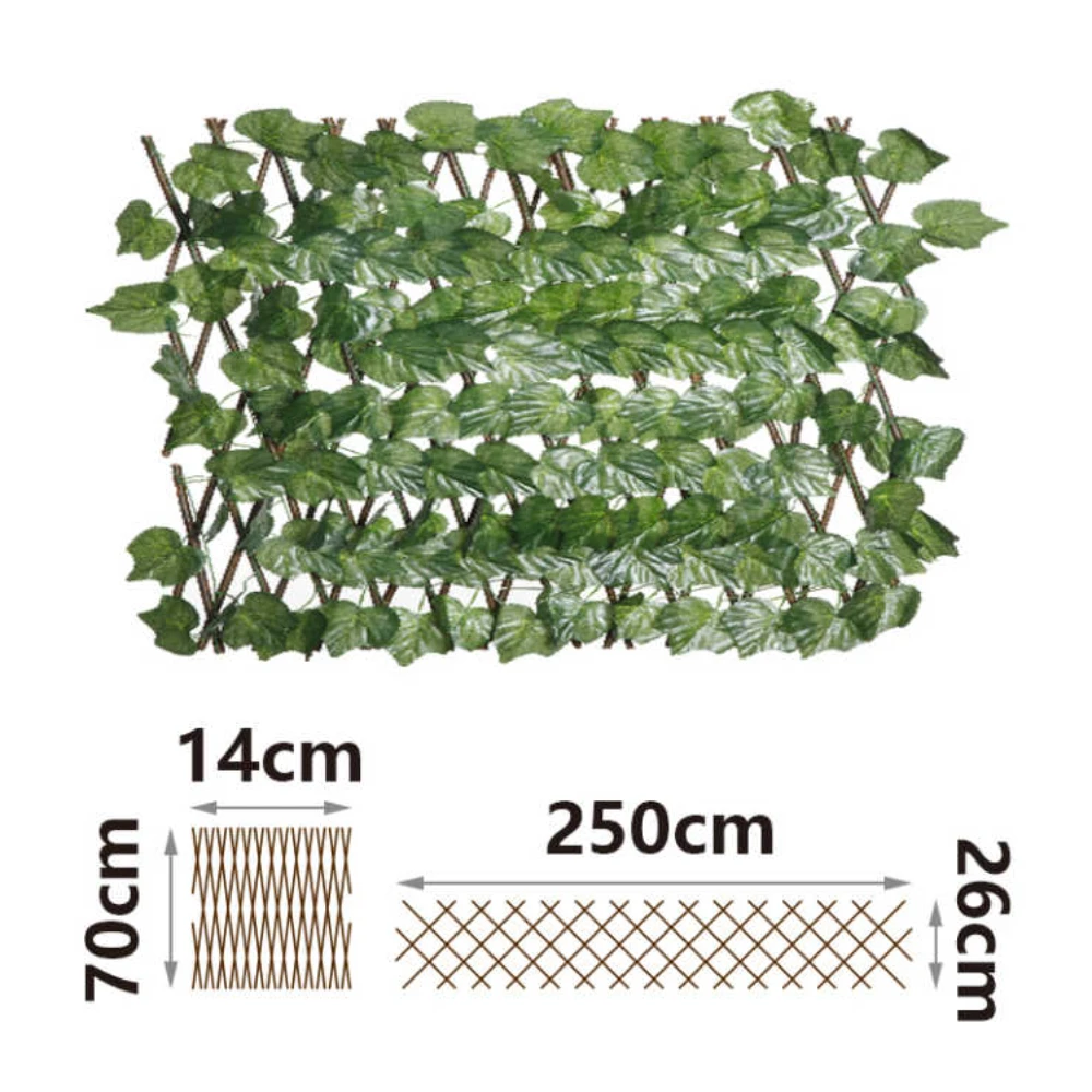 Mesterséges borostyán kerítés szőlőlevéllel, 70x250 cm, dekoratív jardinfal