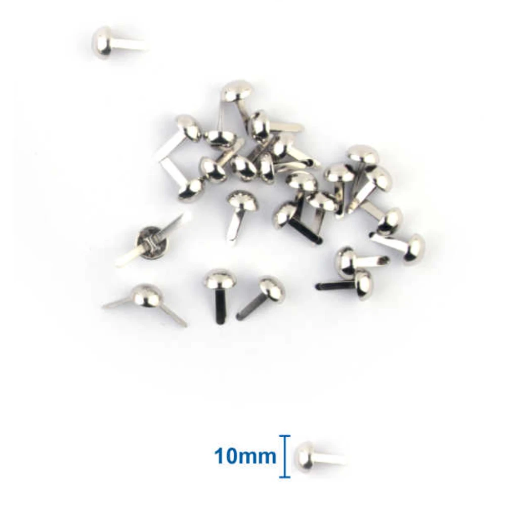 Ezüst színű, kerek fejű, kétágú miltonkapocs 10 mm – 25 db