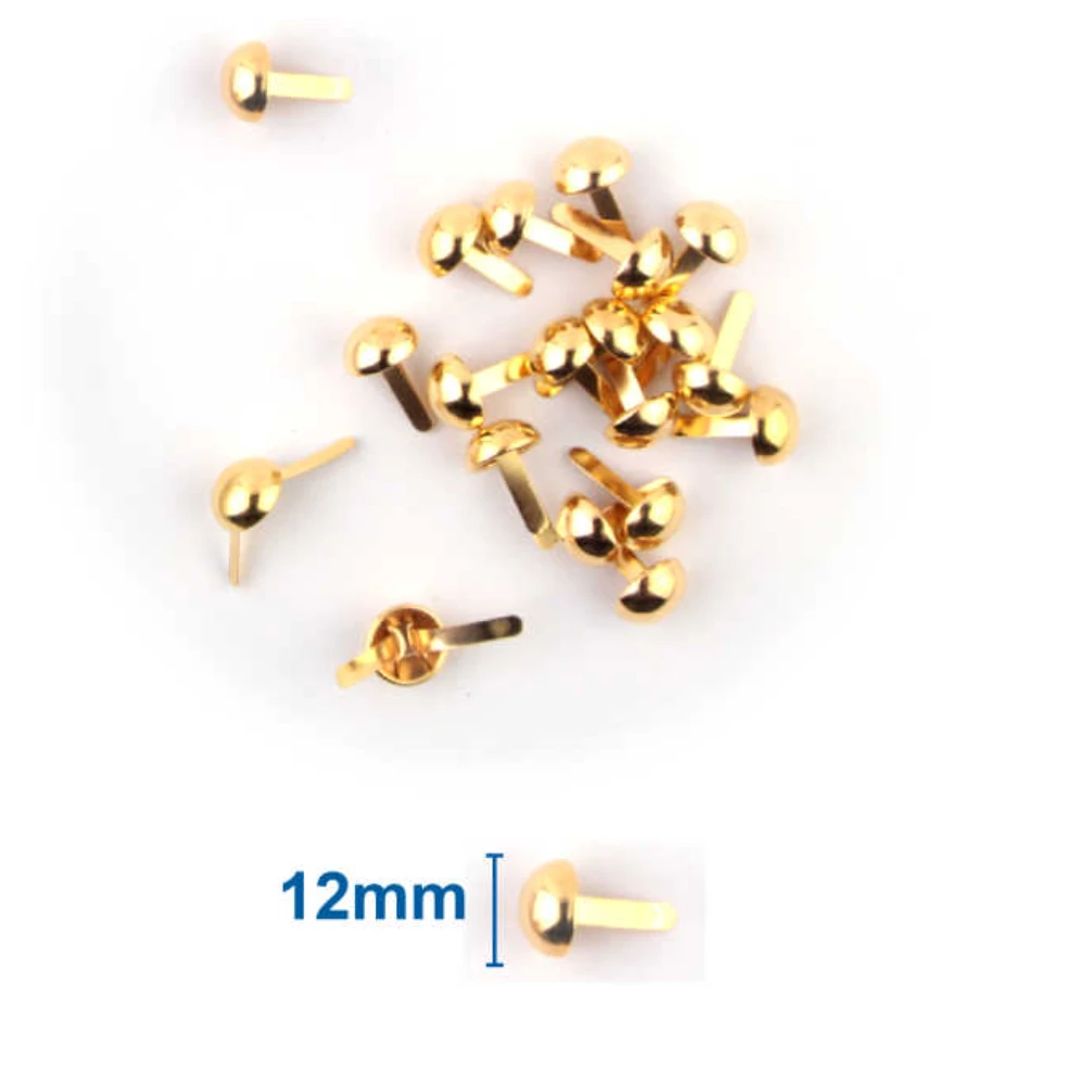 Aranyszínű kerek fejű kétágú miltonkapocs 12 mm, 20 db