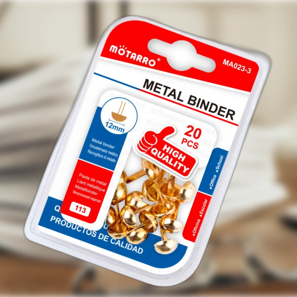 Aranyszínű kerek fejű kétágú miltonkapocs 12 mm, 20 db