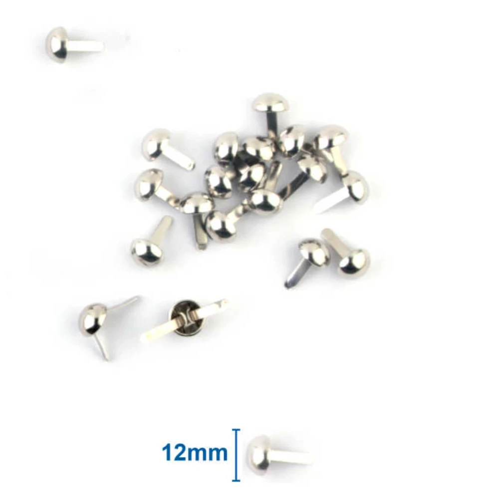 Ezüst színű, kerek fejű kétágú miltonkapocs 12 mm, 20 db