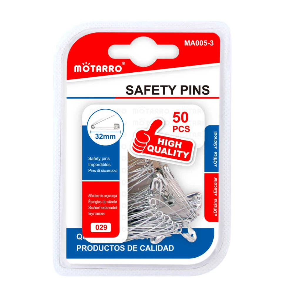 Biztonsági tű 32 mm, ezüst színű, 50 db/csomag