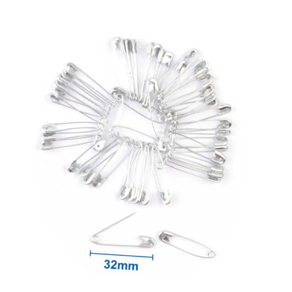 Biztonsági tű 32 mm, ezüst színű, 50 db/csomag