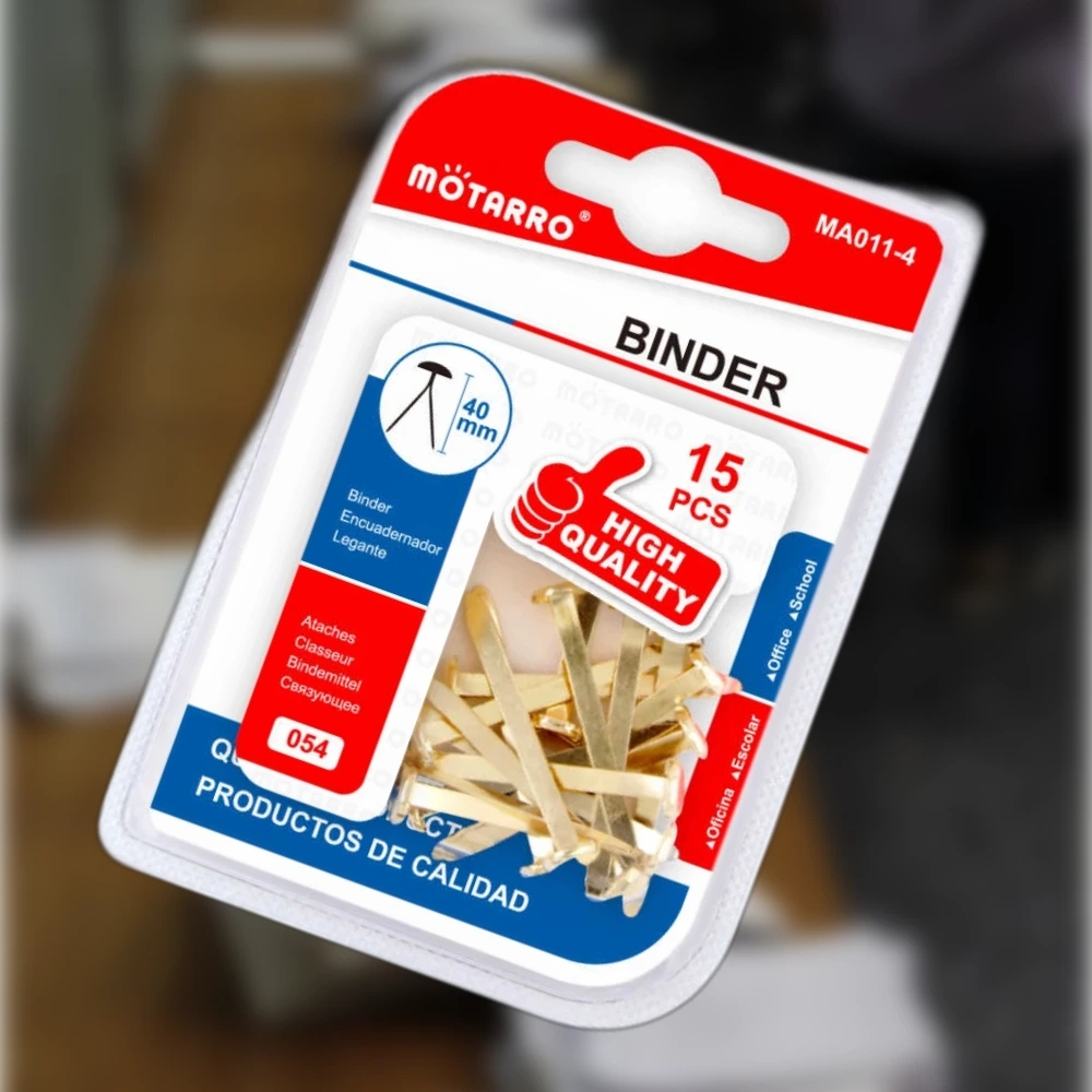 Arany színű kétlábú dekor tűzőkapocs 40 mm, 15 db