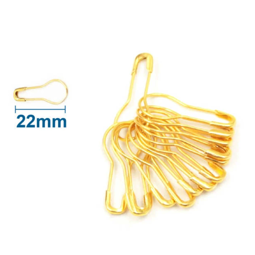 Arany színű biztostű, 22 mm, 50 db, hurok alakú