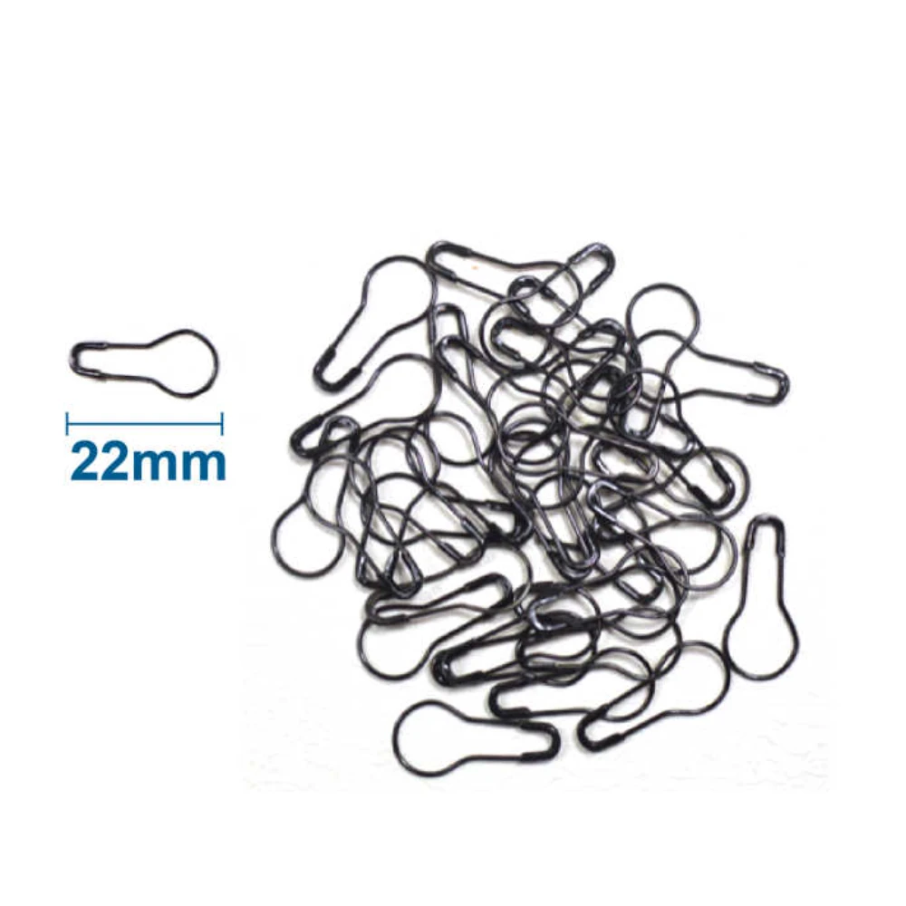 Fekete biztonsági tűk, 22 mm, 50 db, hurok alakú