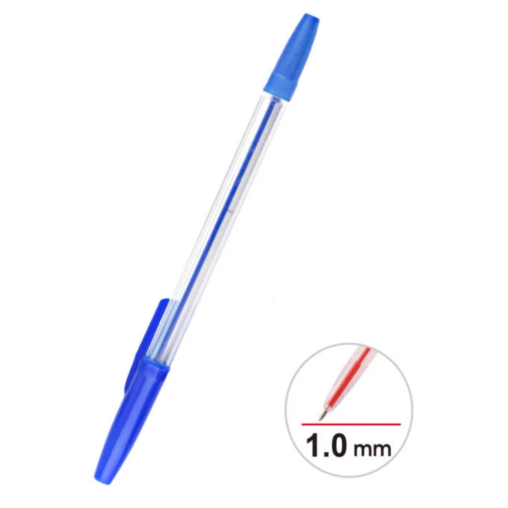 Egyszerű golyóstoll készlet PVC tokban, 10 db, színes