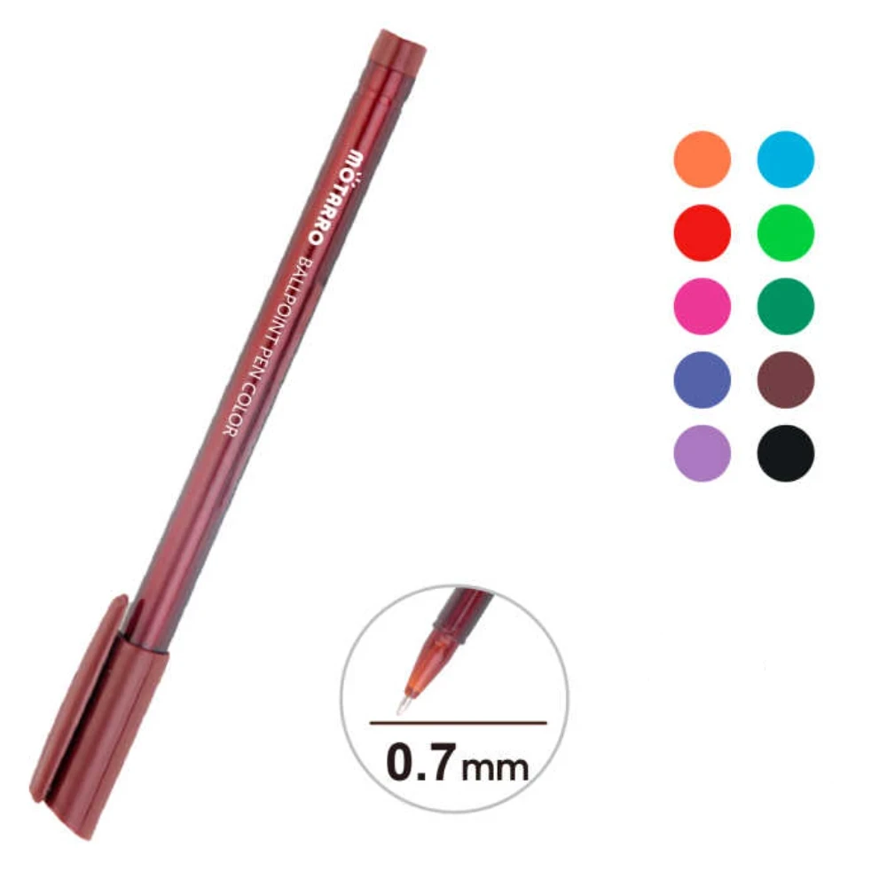 10 db-os golyóstoll készlet PVC tokban, 0,7 mm, vegyes színek