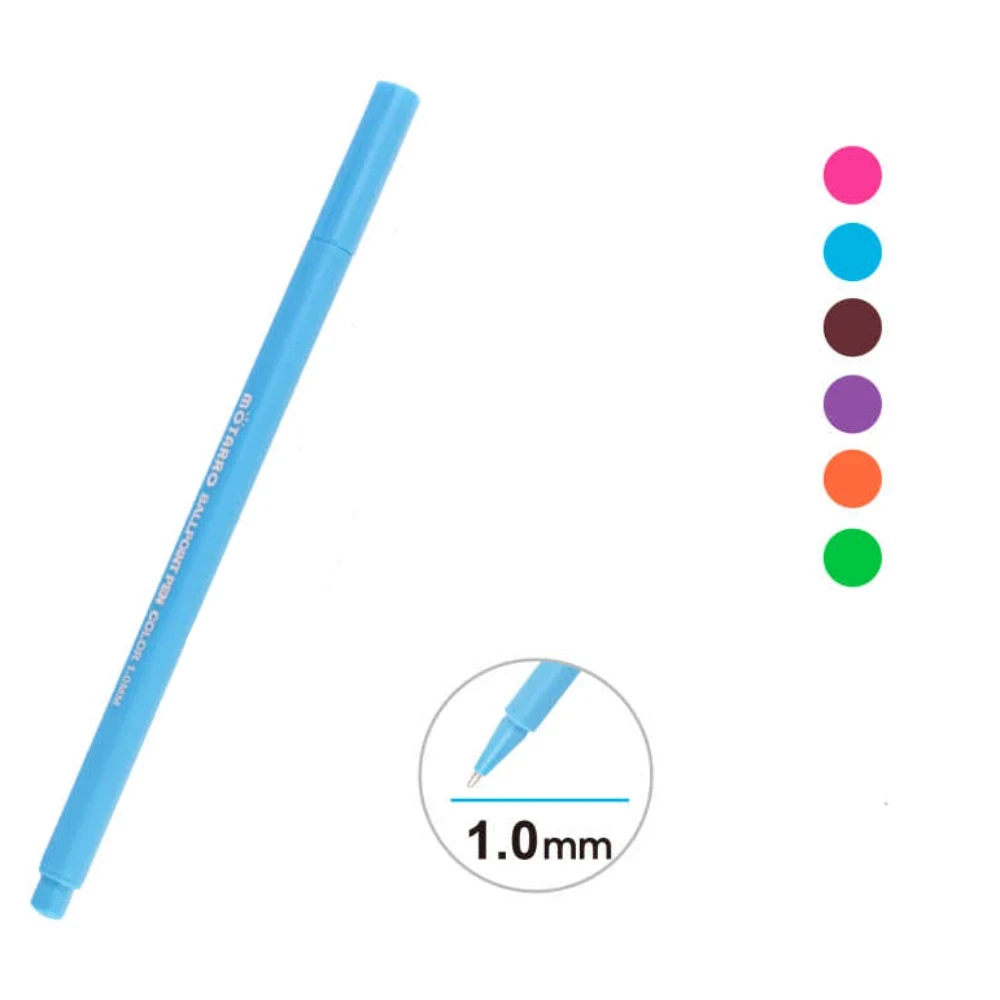 Színes golyóstoll készlet PVC tasakban, 1,0 mm, 6 db, kék testtel