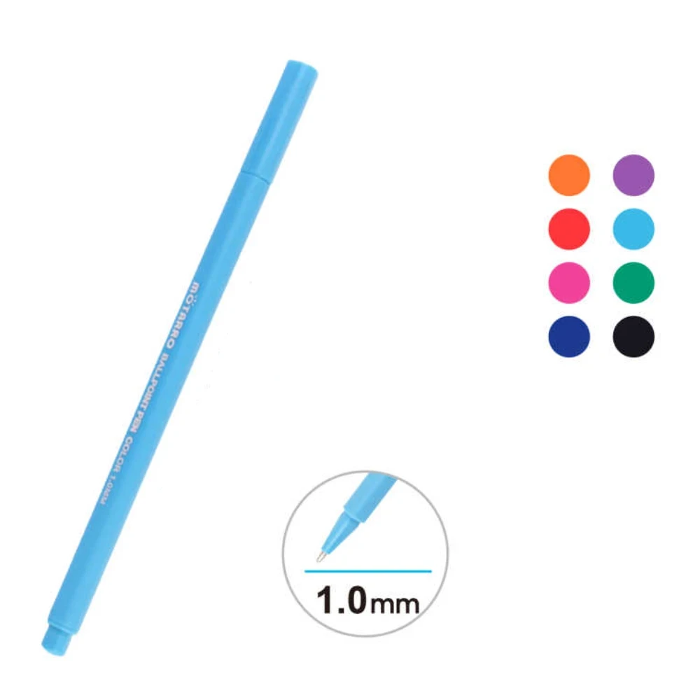 8 darabos színes golyóstoll szett PVC tokban, 1,0 mm, kék testtel