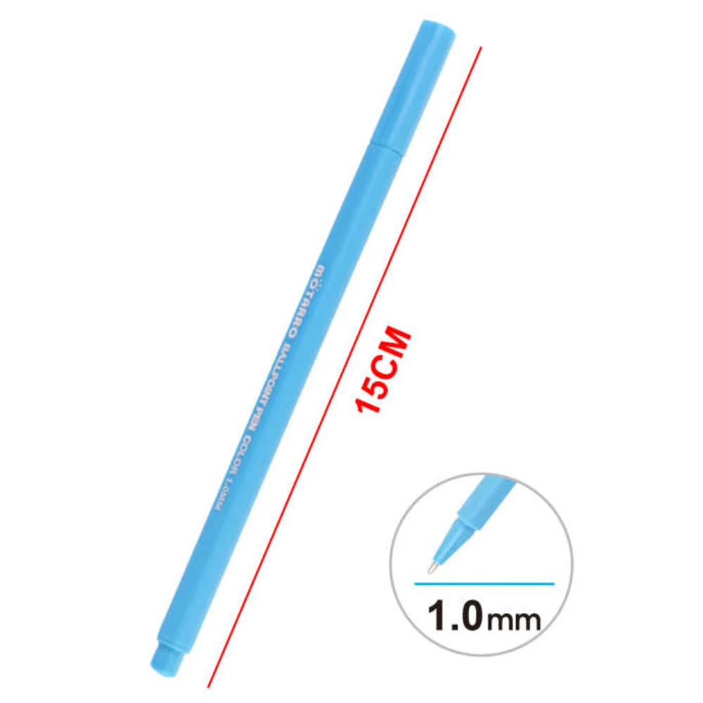 Színes golyóstoll szett PVC tasakban, 1.0 mm, 10 db, kék tolltesttel