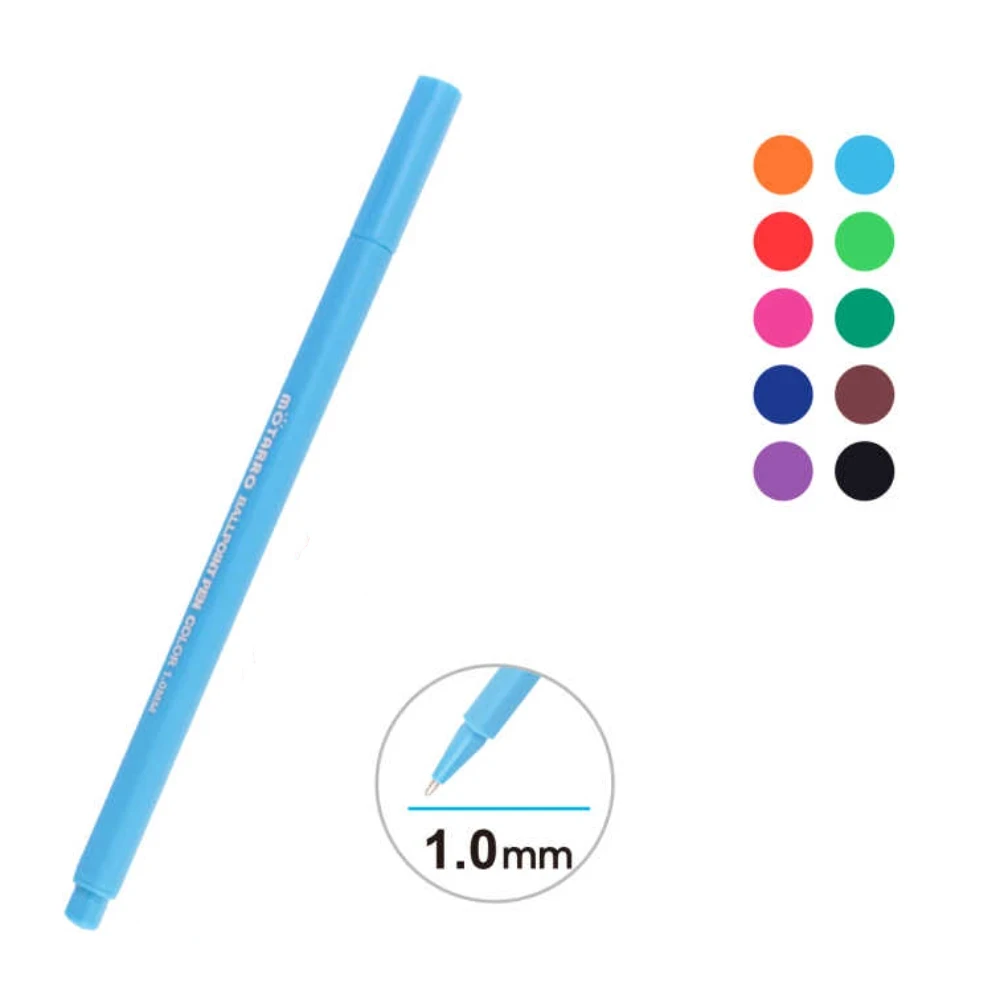 Színes golyóstoll szett PVC tasakban, 1.0 mm, 10 db, kék tolltesttel