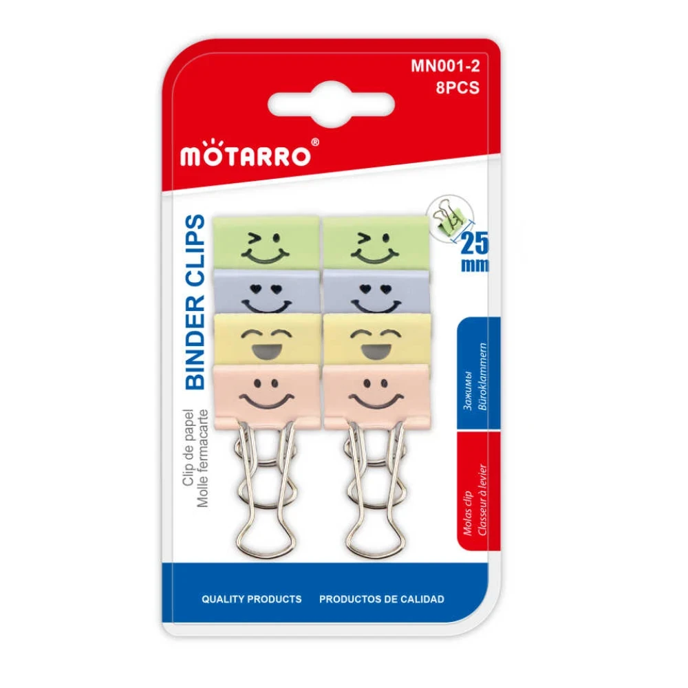 Mosolygós hosszú szárú iratcsipesz 25 mm, 8 db