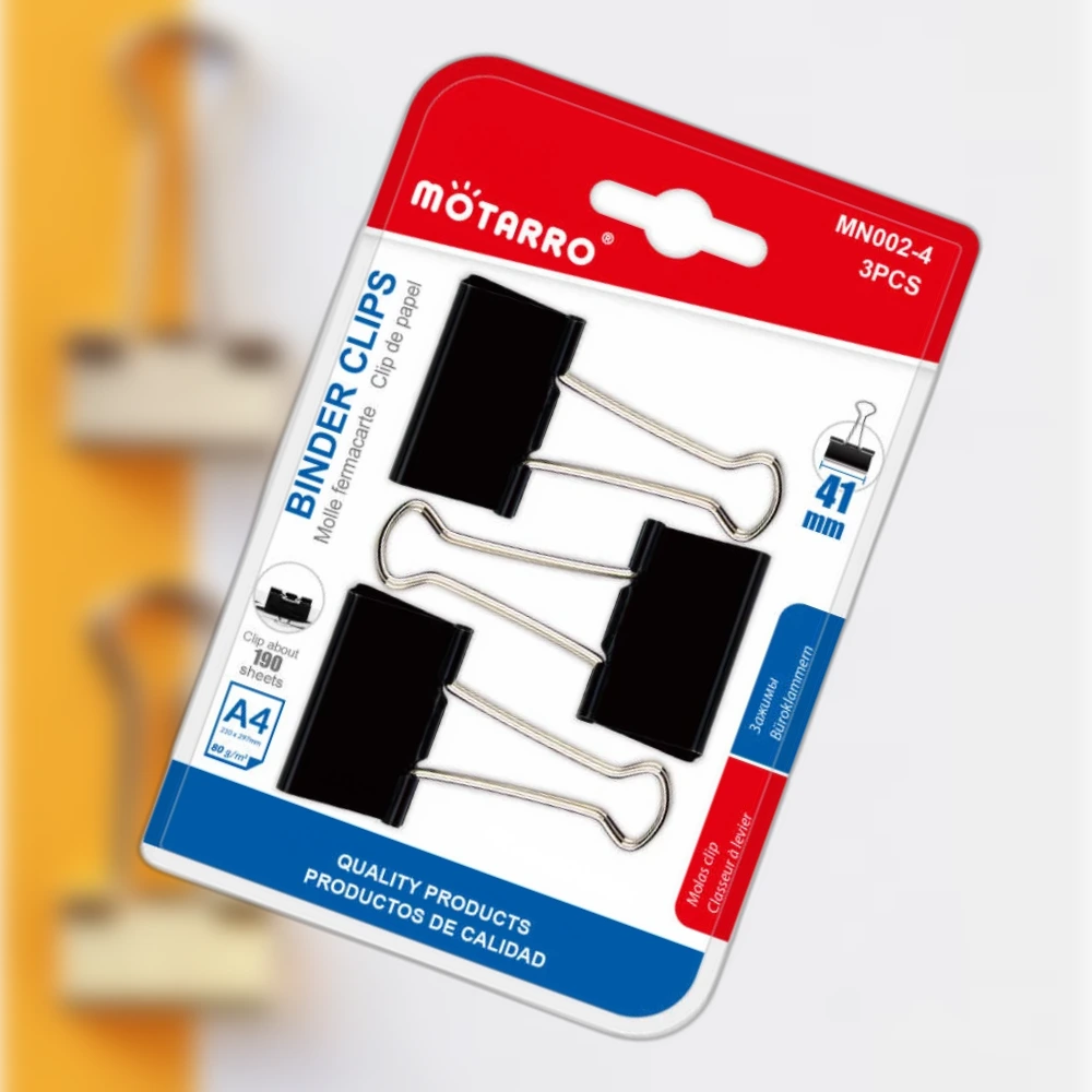 Fekete hosszúcsipesz 41 mm, 3 db/csomag – iratkapocs
