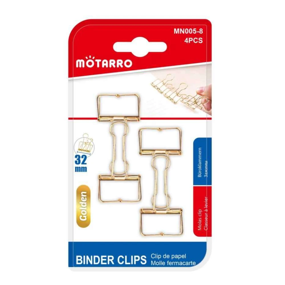 32 mm arany színű hosszú szárú binder klip, 4 db