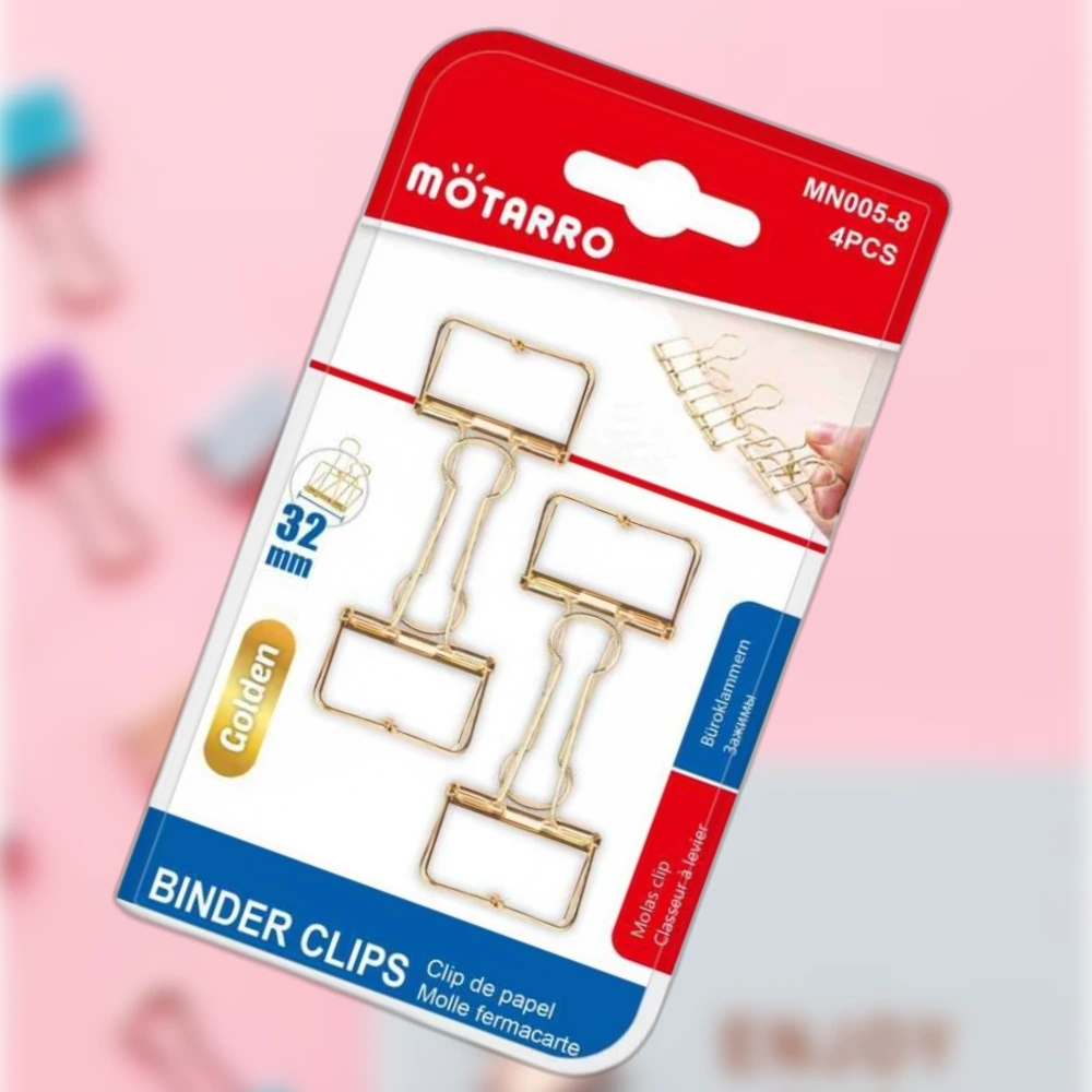 32 mm arany színű hosszú szárú binder klip, 4 db
