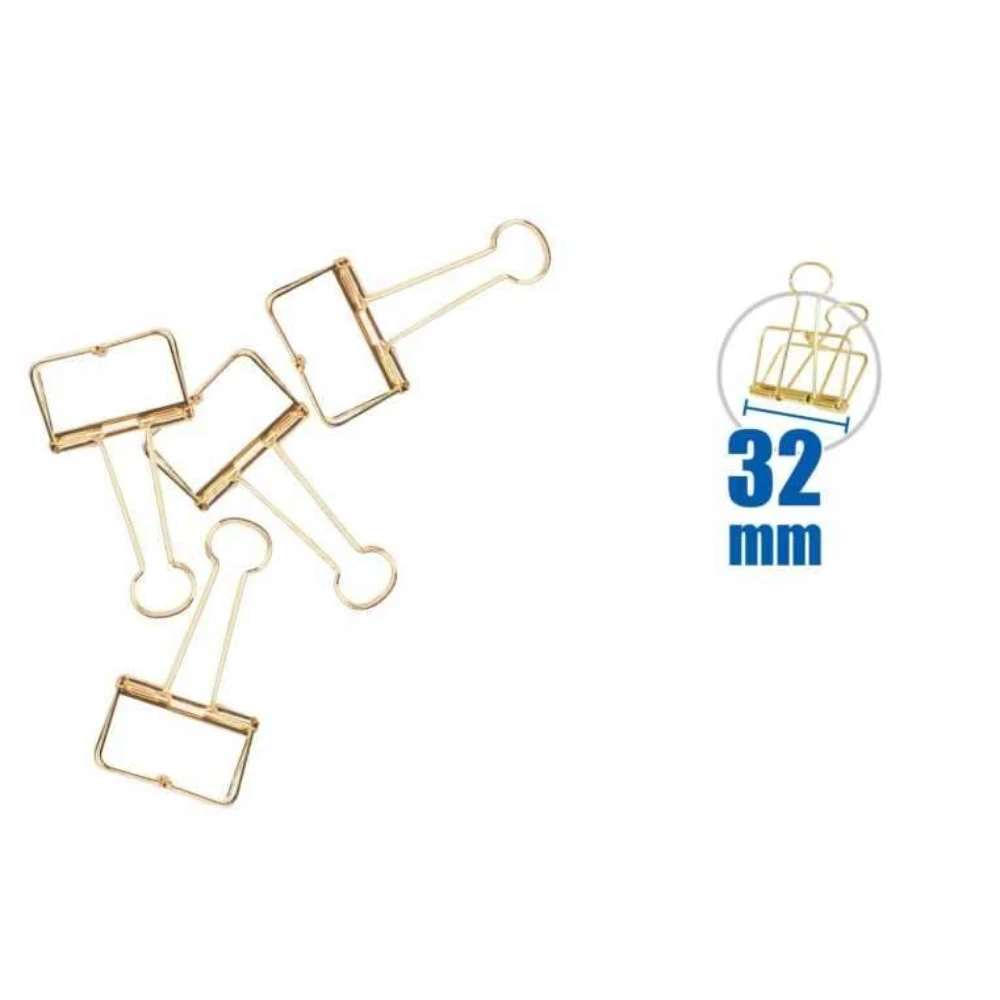 32 mm arany színű hosszú szárú binder klip, 4 db