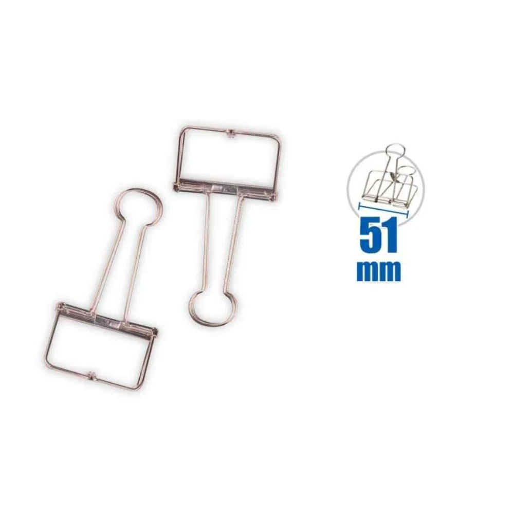 Fém hosszú szárú iratcsipesz, 51 mm, ezüst, 2 db/csomag