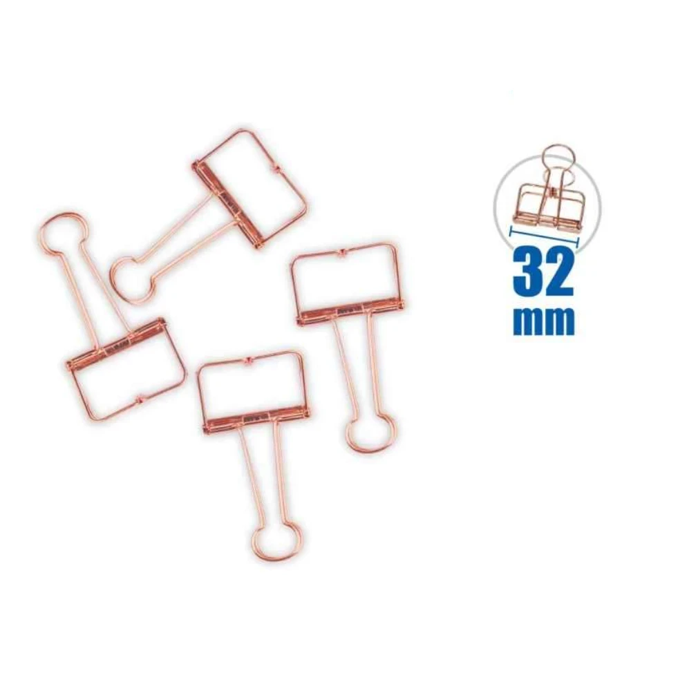 32 mm fém hosszúcsipesz, üreges kialakítással, rose gold, 4 db/csomag