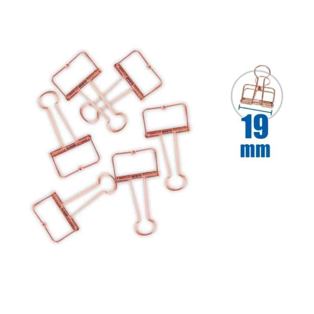 Áttört hosszú szárú iratcsipesz 19 mm, rose gold, 6 db