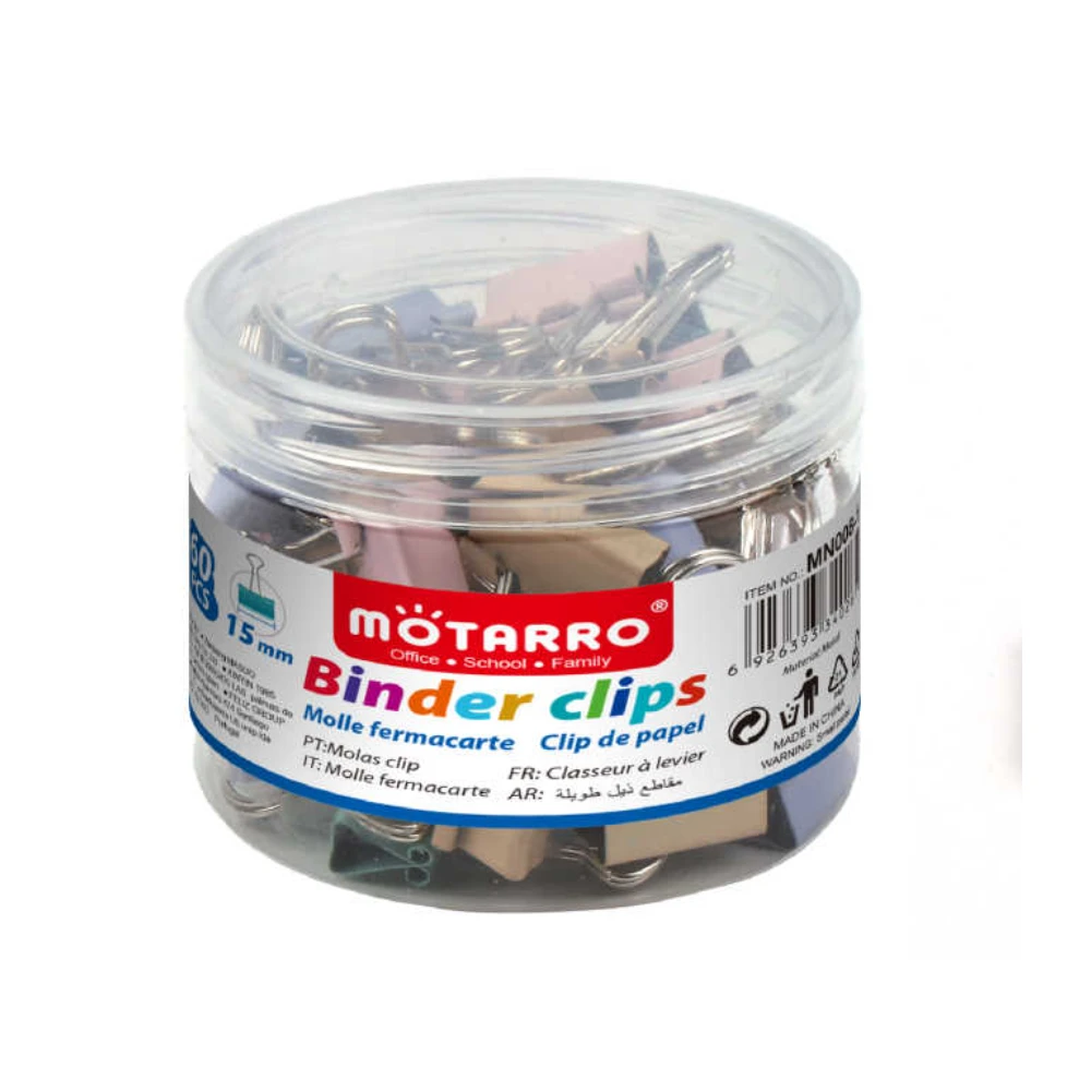 15 mm-es színes iratcsipesz, 60 db-os kiszerelés