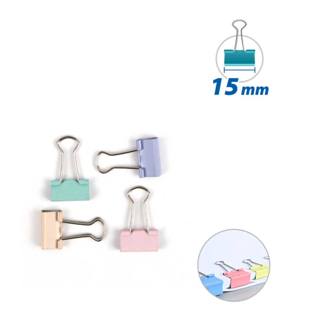 15 mm-es színes iratcsipesz, 60 db-os kiszerelés