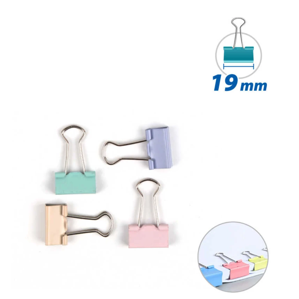 Színes hosszú fülű iratcsipesz 19 mm, 40 db/doboz
