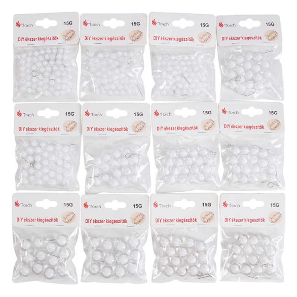 15g Átlátszó Fehér Kerek Gyöngy Mix